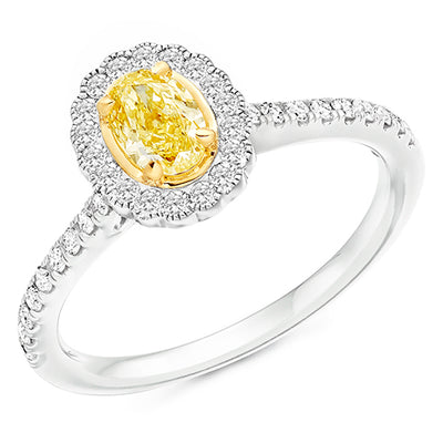 Rubover-Set Halo Oval Cut Engagement Ring, 0.7ct