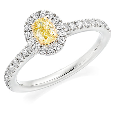 Halo with Diamond Shoulders Oval Cut Engagement Ring