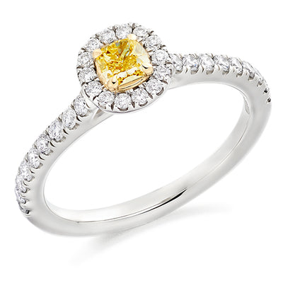 Classic Halo Cushion Cut Engagement Ring, 0.25ct