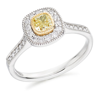 Rubover Halo Cushion Cut Engagement Ring, 0.4ct
