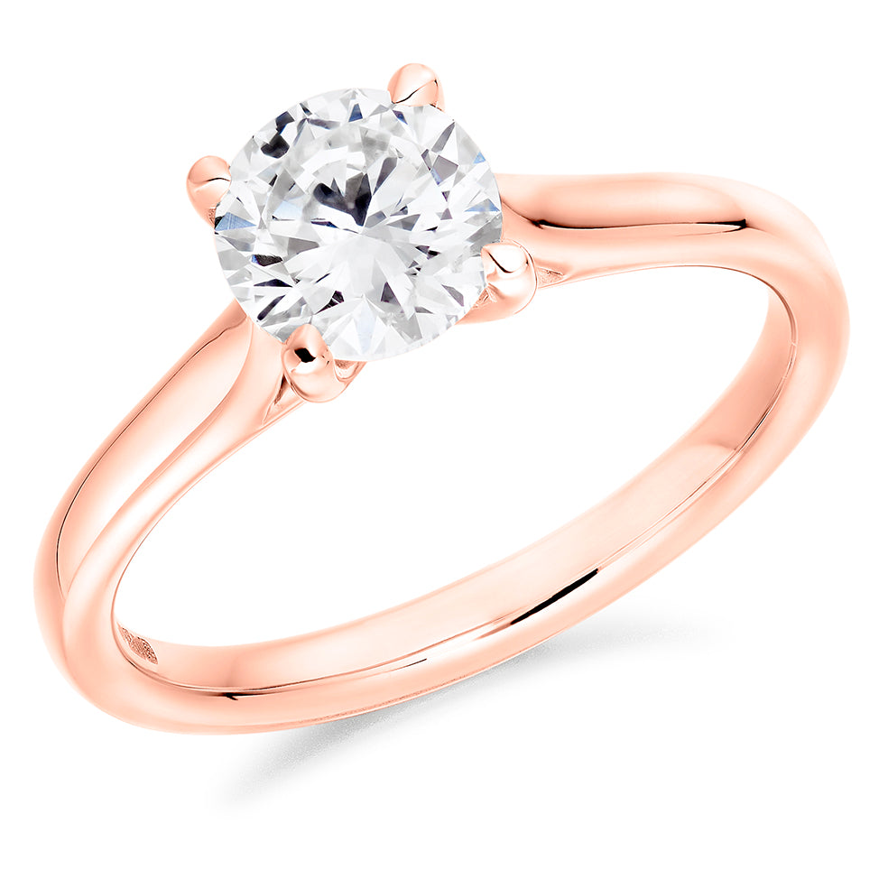 Traditional Solitaire Round Brilliant Engagement Ring, 1.0ct in Rose Gold