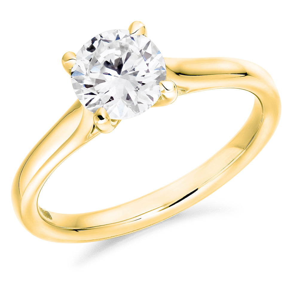 Traditional Solitaire Round Brilliant Engagement Ring, 1.0ct in Yellow Gold
