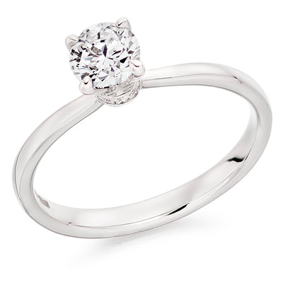Fine Pavé Solitaire Round Brilliant Engagement Ring, 0.5ct