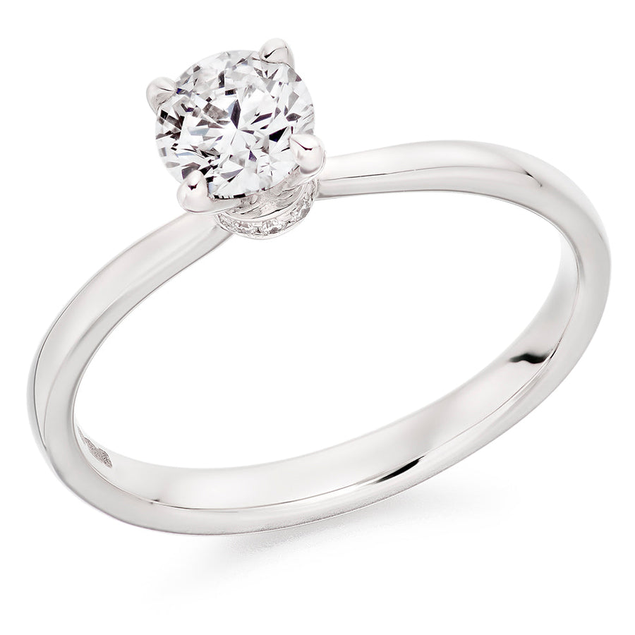Fine Pavé Solitaire Round Brilliant Engagement Ring, 0.5ct