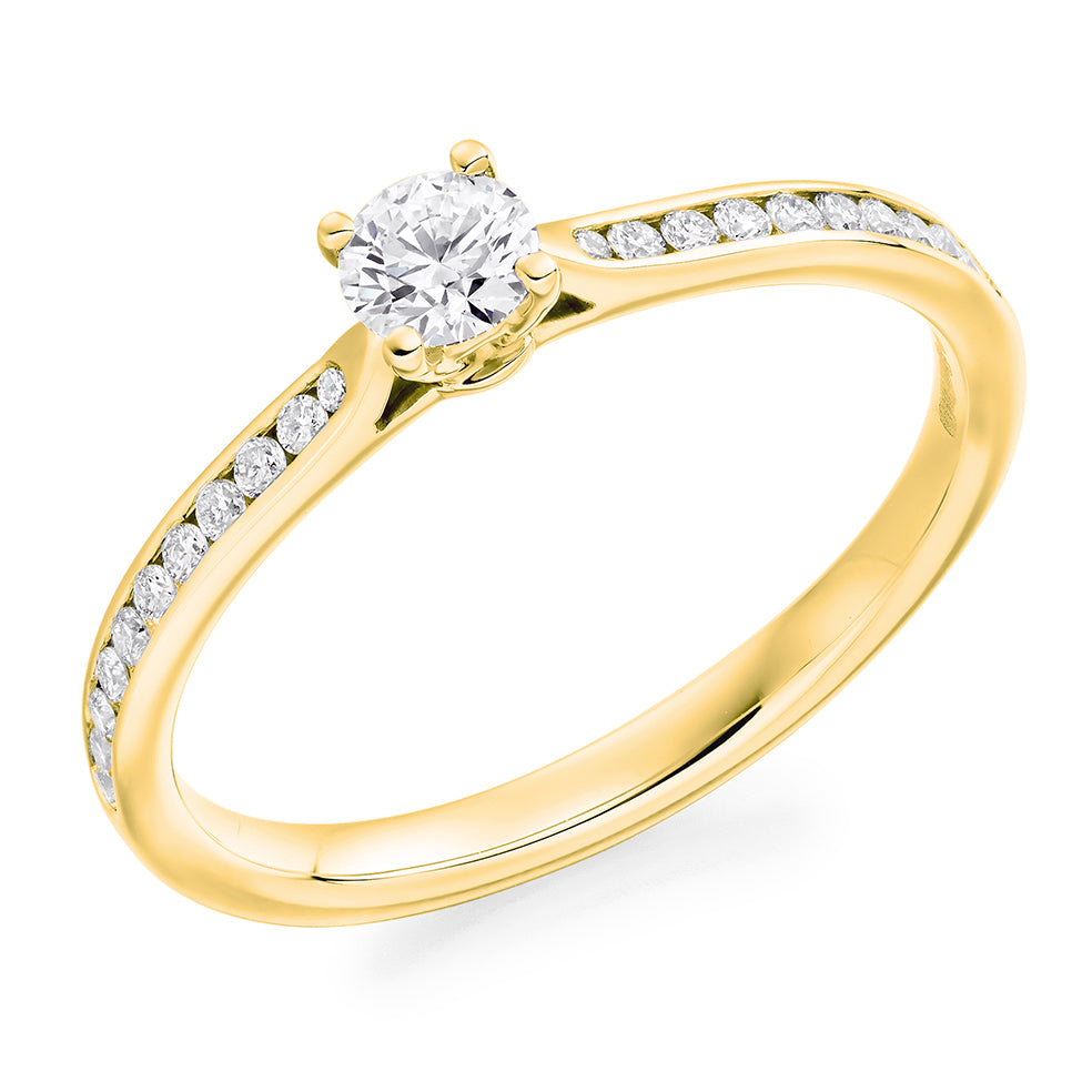 Channel-Set Solitaire Round Brilliant Engagement Ring, 0.2ct in Yellow Gold
