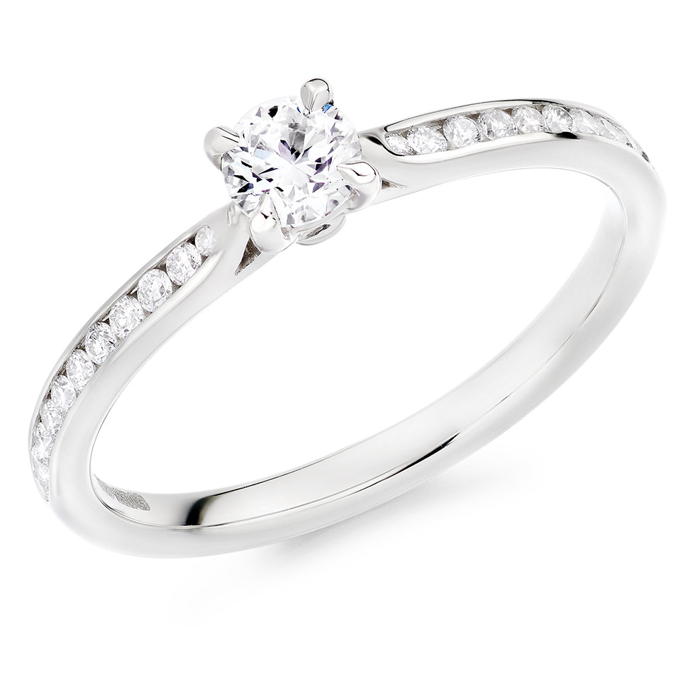 Channel-Shouldered Solitaire Round Brilliant Engagement Ring