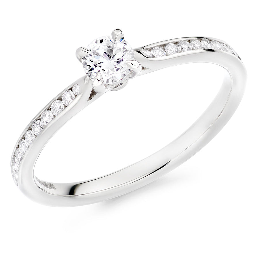 Channel-Shouldered Solitaire Round Brilliant Engagement Ring