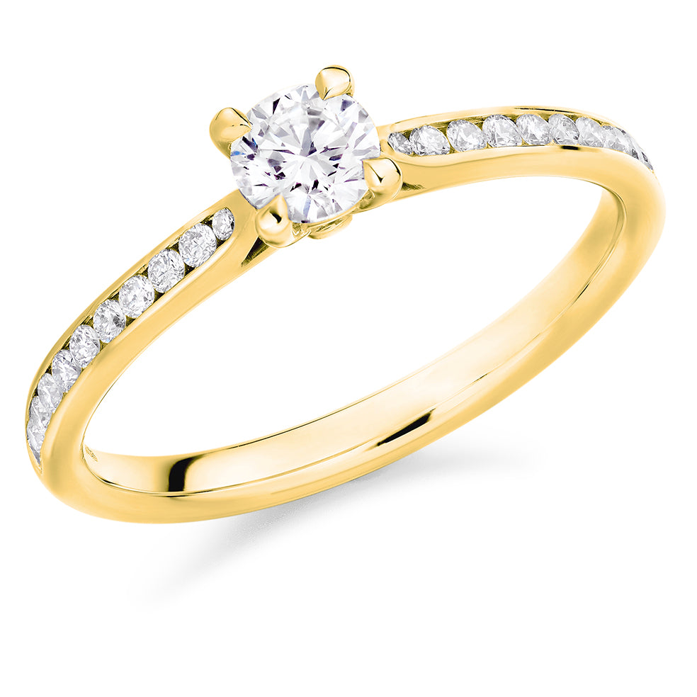 Channel-Set Solitaire Round Brilliant Engagement Ring in Yellow Gold