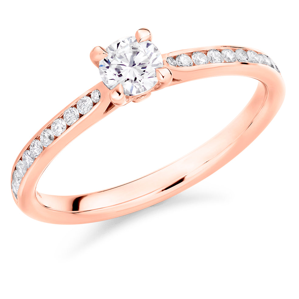 Channel-Set Solitaire Round Brilliant Engagement Ring in Rose Gold