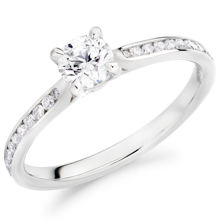 Channel-Shouldered Solitaire Round Brilliant Engagement Ring, 0.4ct