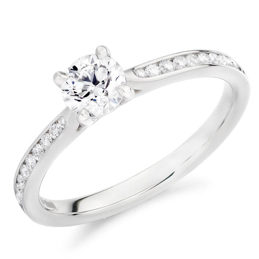 Channel-Set Solitaire Round Brilliant Engagement Ring, 0.5ct