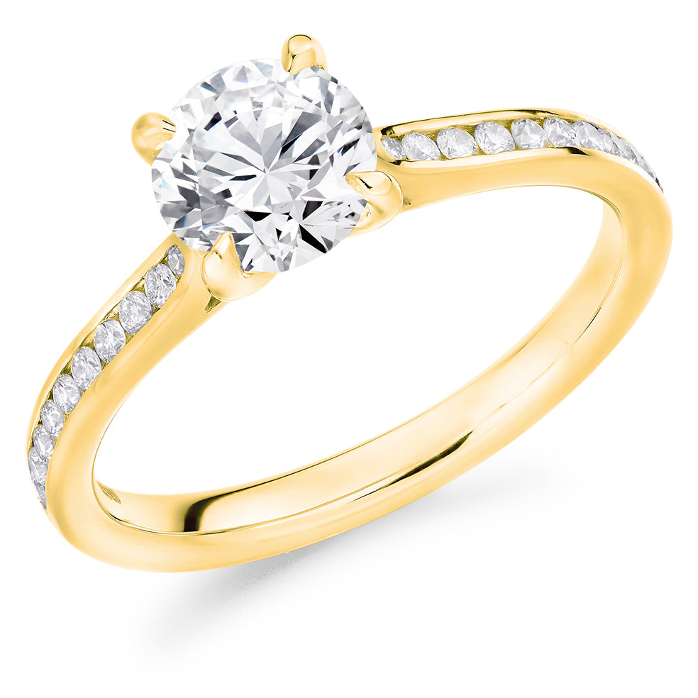 Channel-Set Solitaire Round Brilliant Engagement Ring, 1.0ct in Yellow Gold