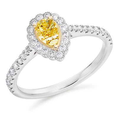 Rubover Halo Pear Cut Engagement Ring, 0.25ct
