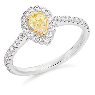 Rubover Halo Pear Cut Engagement Ring, 0.33ct