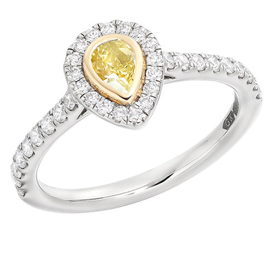 Rubover Halo Pear Cut Engagement Ring 0.7ct