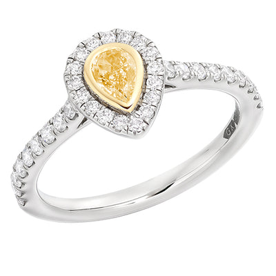 Rubover-Set Halo Pear Cut Engagement Ring, 0.33ct