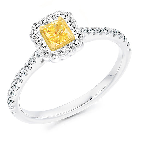 Rubover Halo Radiant Cut Engagement Ring, 0.33ct