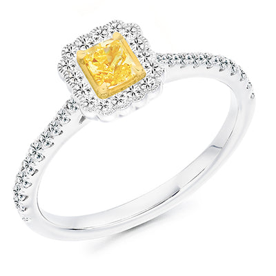 Rubover Halo Radiant Cut Engagement Ring, 0.33ct