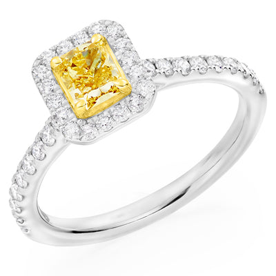Halo with Diamond Shoulders Radiant Cut Engagement Ring