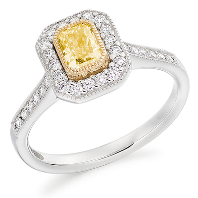 Rubover Halo Radiant Cut Engagement Ring 0.8ct