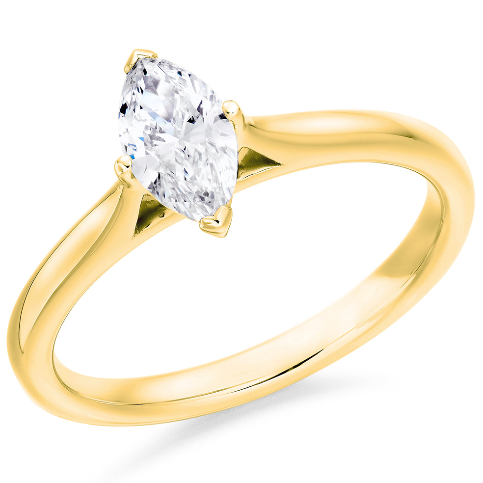 Solitaire Marquise Cut Engagement Ring in Yellow Gold