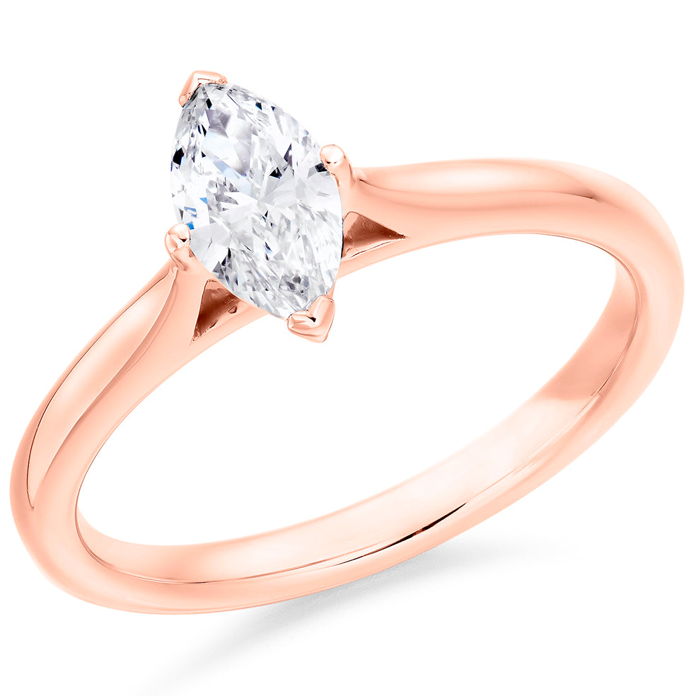Solitaire Marquise Cut Engagement Ring in Rose Gold