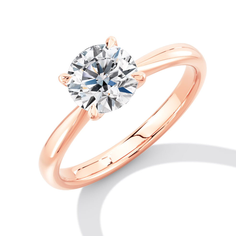 Clean-Band Solitaire Round Brilliant Engagement Ring 1.0ct in Rose Gold