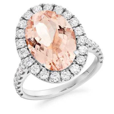 Cluster Halo Morganite & Diamond Engagement Ring, 1.2ct