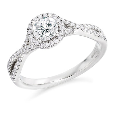 Halo with Split Shoulders Round Brilliant Engagement Ring