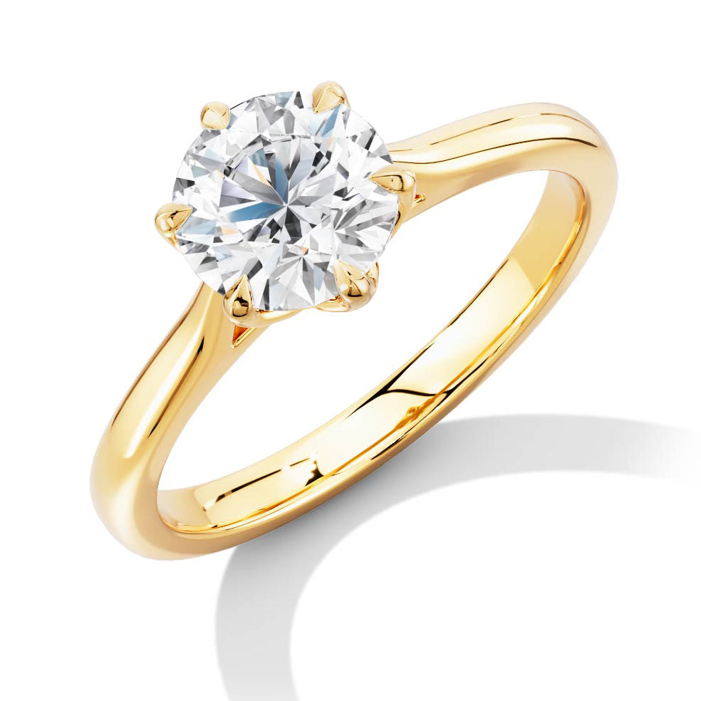 Traditional Solitaire Round Brilliant Engagement Ring, 0.33ct in Yellow Gold