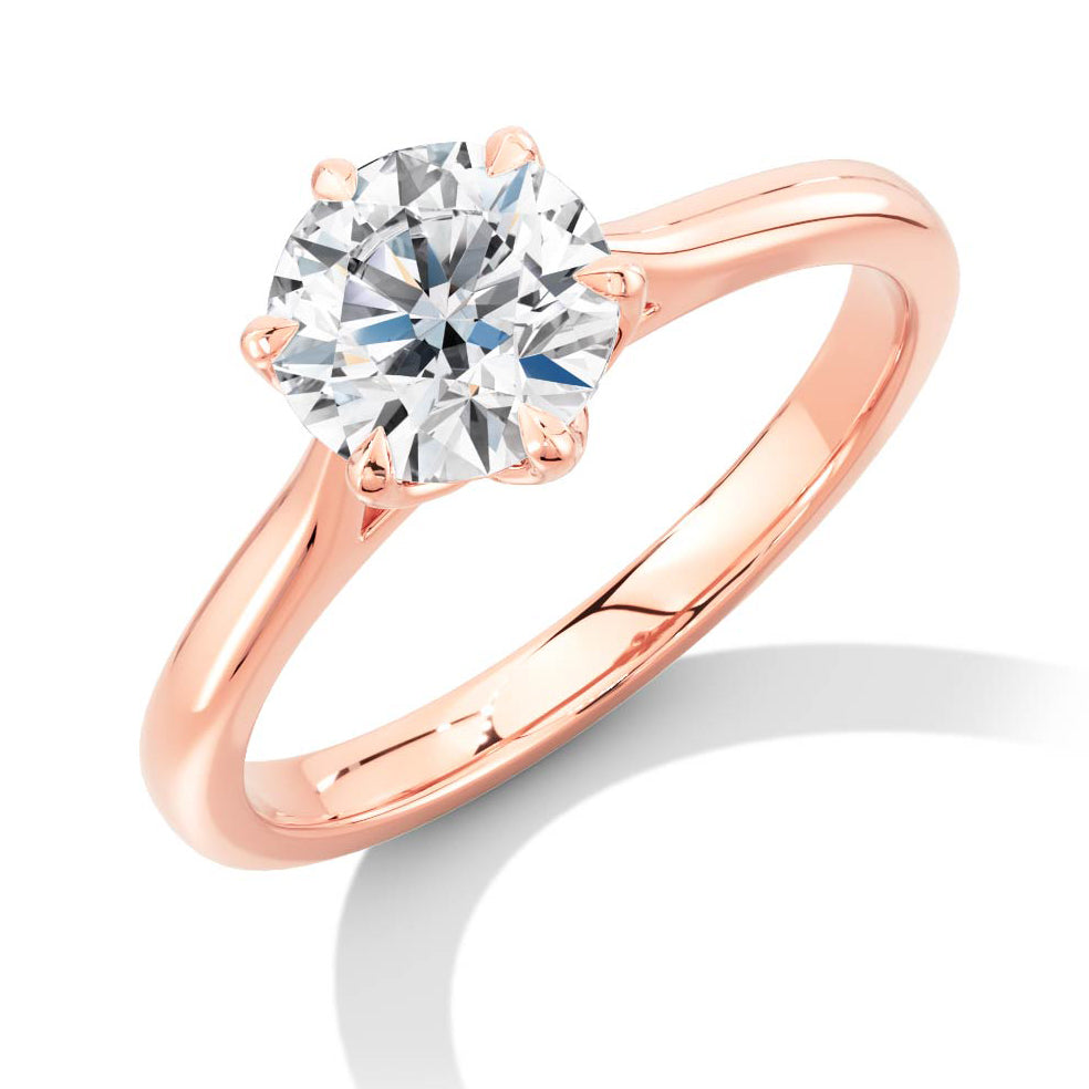 Traditional Solitaire Round Brilliant Engagement Ring, 0.33ct in Rose Gold