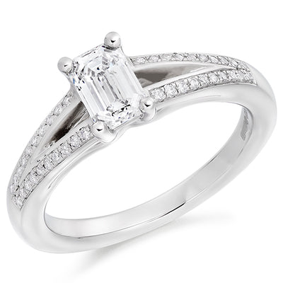 Curved-Shoulder Solitaire Emerald Cut Engagement Ring