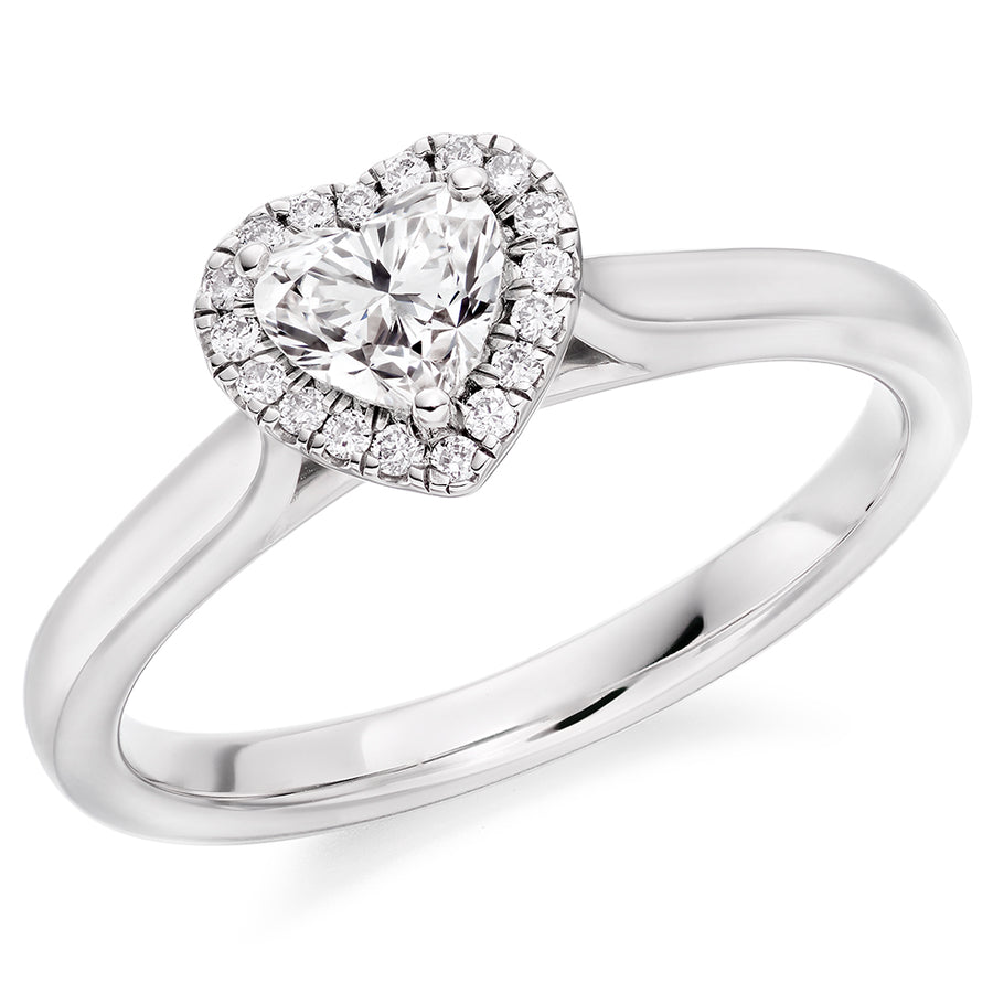 Halo Solitaire Heart Cut Engagement Ring, 0.33ct