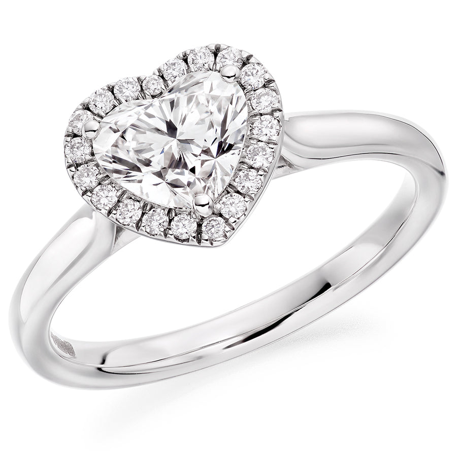 Halo Solitaire Heart Cut Engagement Ring