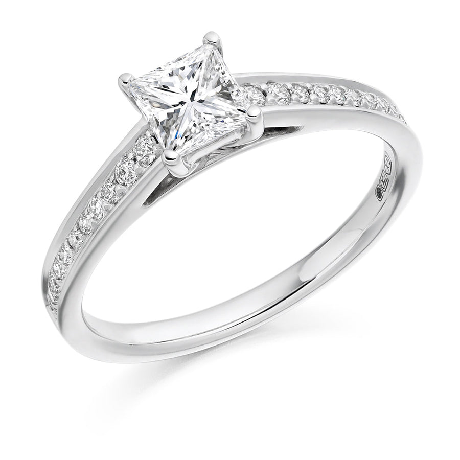 Grain-Set Solitaire Princess Cut Engagement Ring, 0.5ct