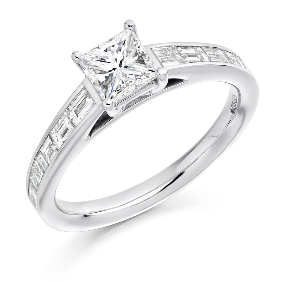 Channel-Set Solitaire Princess Cut Engagement Ring 1.35ct