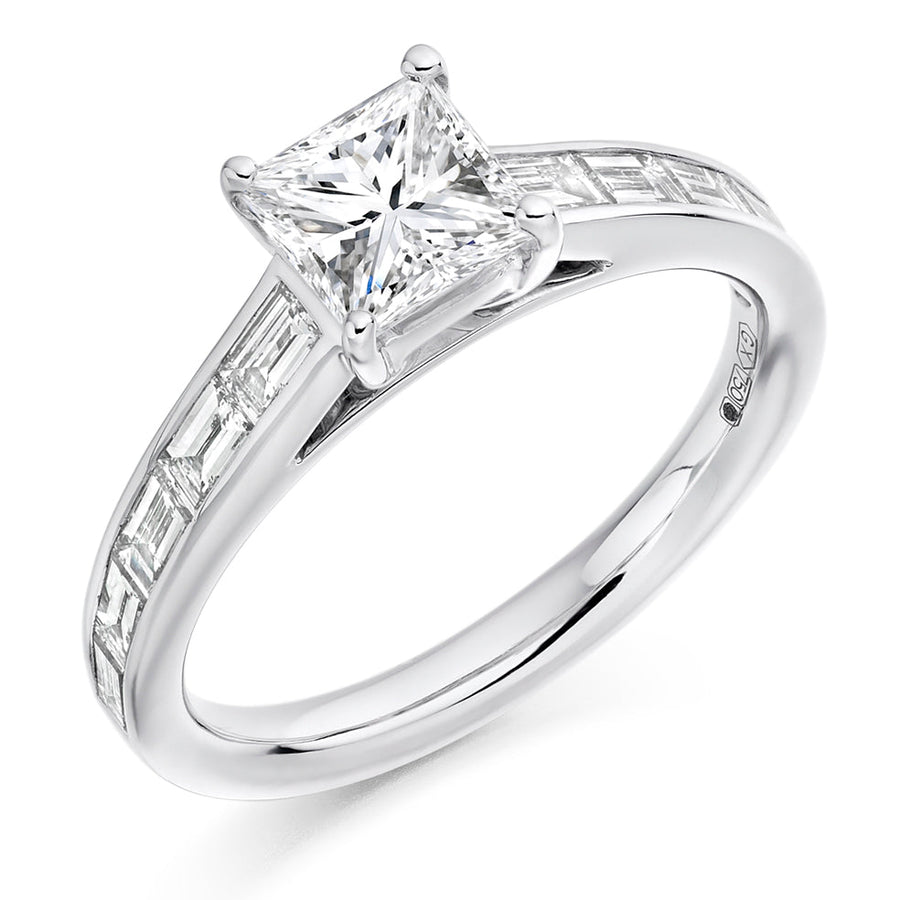 Channel-Shouldered Solitaire Princess Cut Engagement Ring 1.6ct