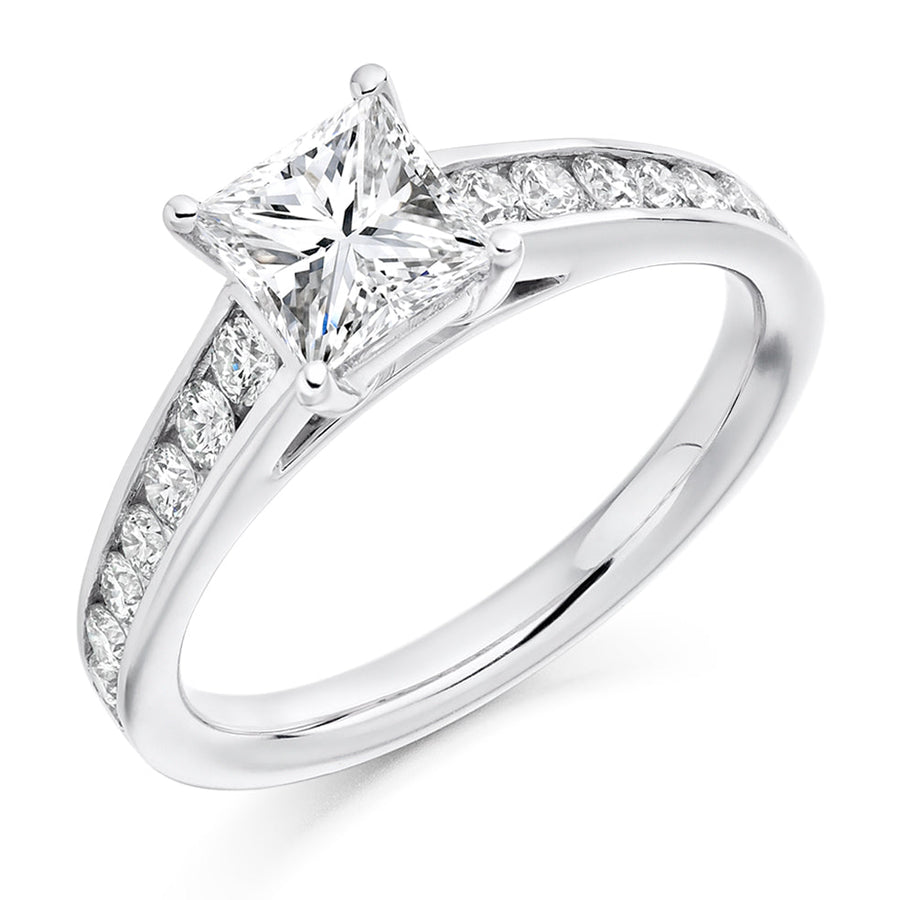 Channel-Shouldered Solitaire Princess Cut Engagement Ring 1.5ct