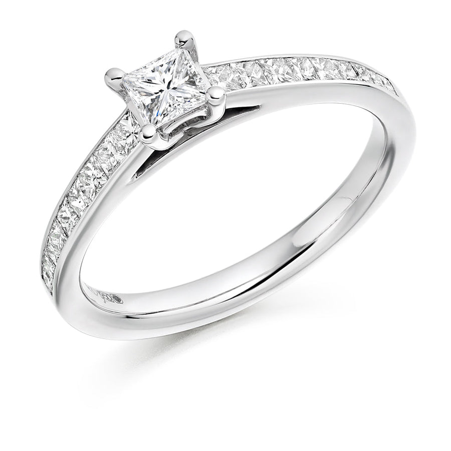 Channel-Set Solitaire Princess Cut Engagement Ring 0.78ct