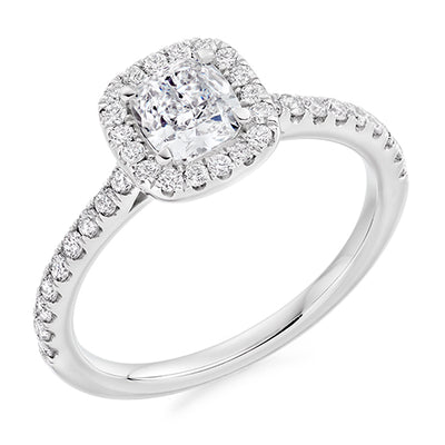 Classic Halo Cushion Cut Engagement Ring