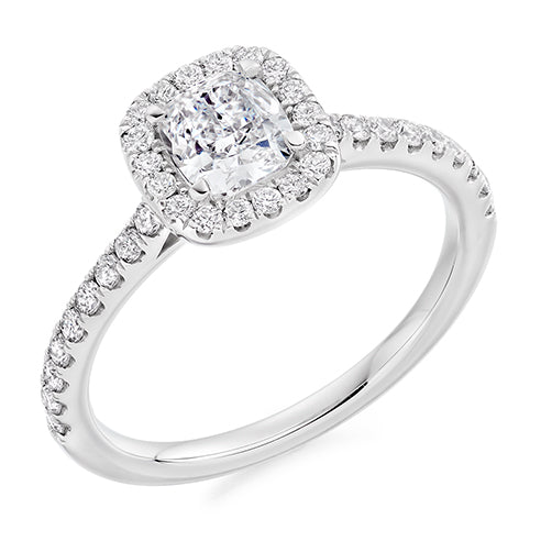 Classic Halo Cushion Cut Engagement Ring