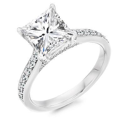Accent-Shouldered Solitaire Princess Cut Engagement Ring