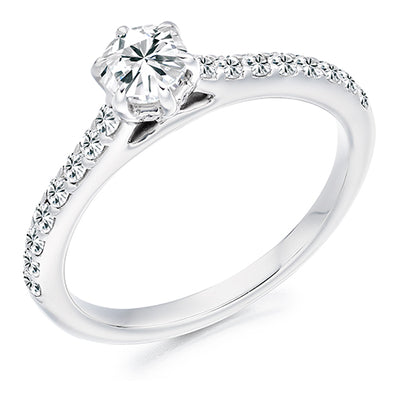 Diamond-Shouldered Solitaire Round Brilliant Engagement Ring