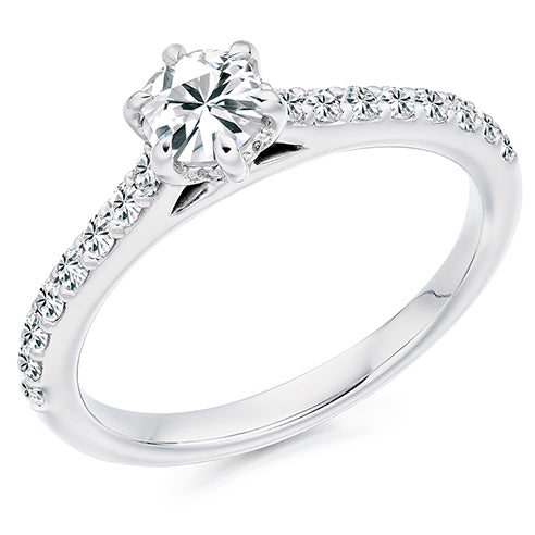 Accent-Shouldered Solitaire Round Brilliant Engagement Ring