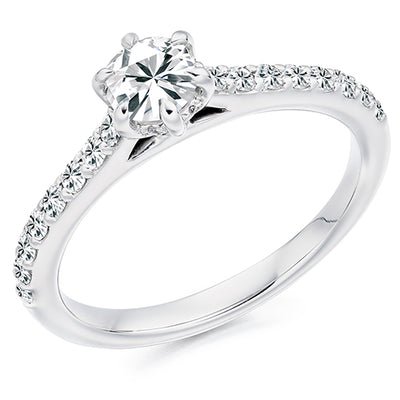 Accent-Shouldered Solitaire Round Brilliant Engagement Ring
