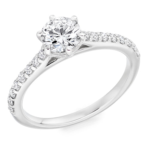 Solitaire with Diamond Shoulders Round Brilliant Engagement Ring