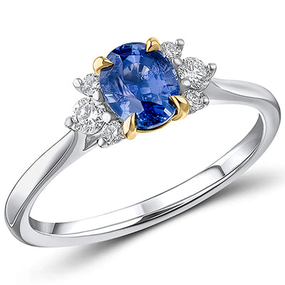 Cluster Halo Sapphire & Diamond Engagement Ring, 0.15ct