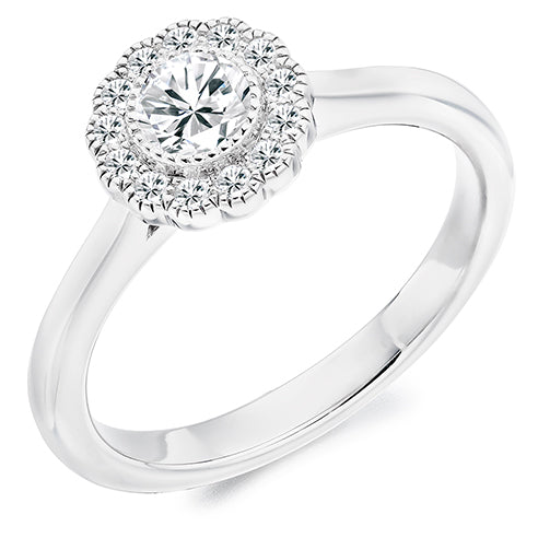 Plain-Shoulder Halo Round-Brilliant Engagement Ring, 0.25ct (ENG35116 SMT)