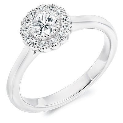 Plain-Shoulder Halo Round-Brilliant Engagement Ring, 0.25ct (ENG35116 SMT)