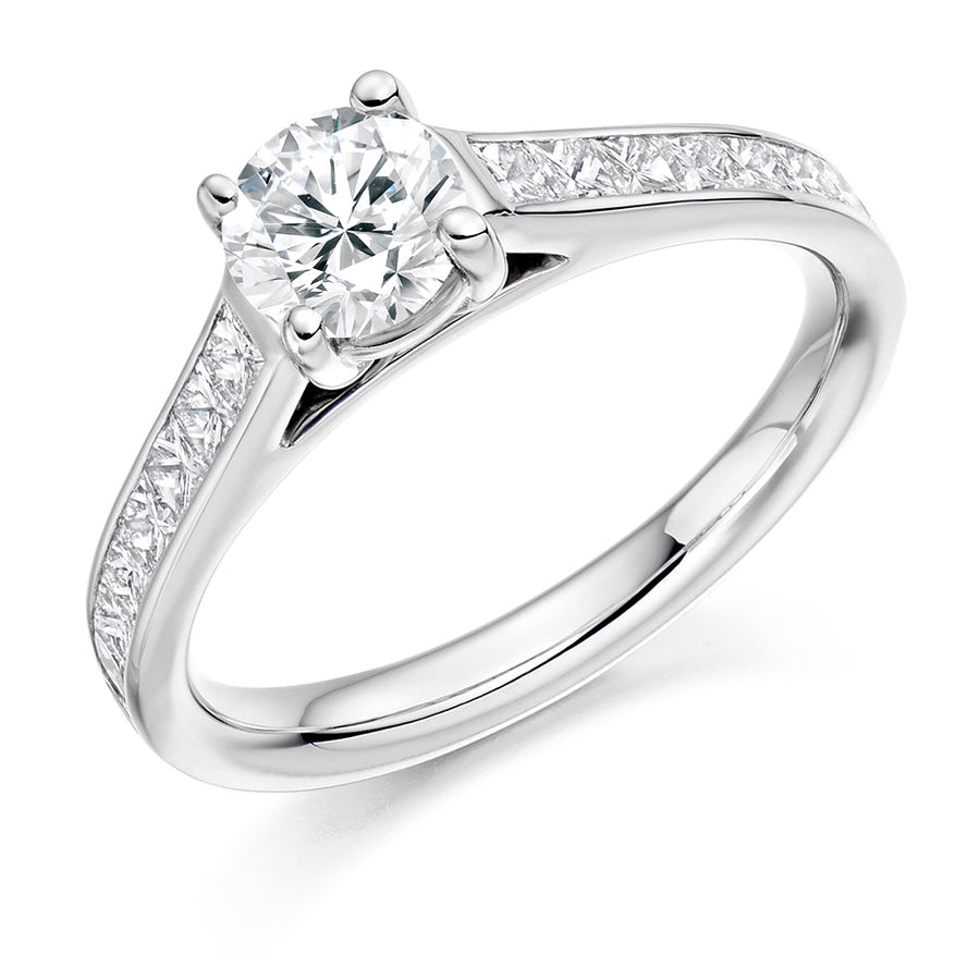 Channel-Set Solitaire Round Brilliant Engagement Ring, 0.75ct